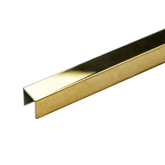 Латунный П-образный профиль 10х10х10 мм глянец